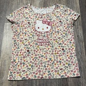 365 Kids Official Hello Kitty Shirt Garanimals Cream Pink Flowers Girls Sz 10